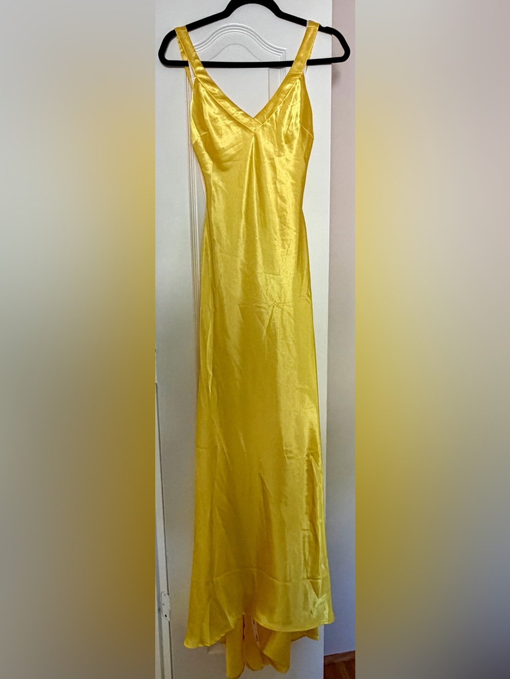 Lulu’s Perfectly Yellow Satin Strappy Maxi Dress - NWT